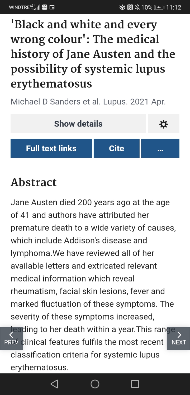 Tre cause della morte di Jane Austen
